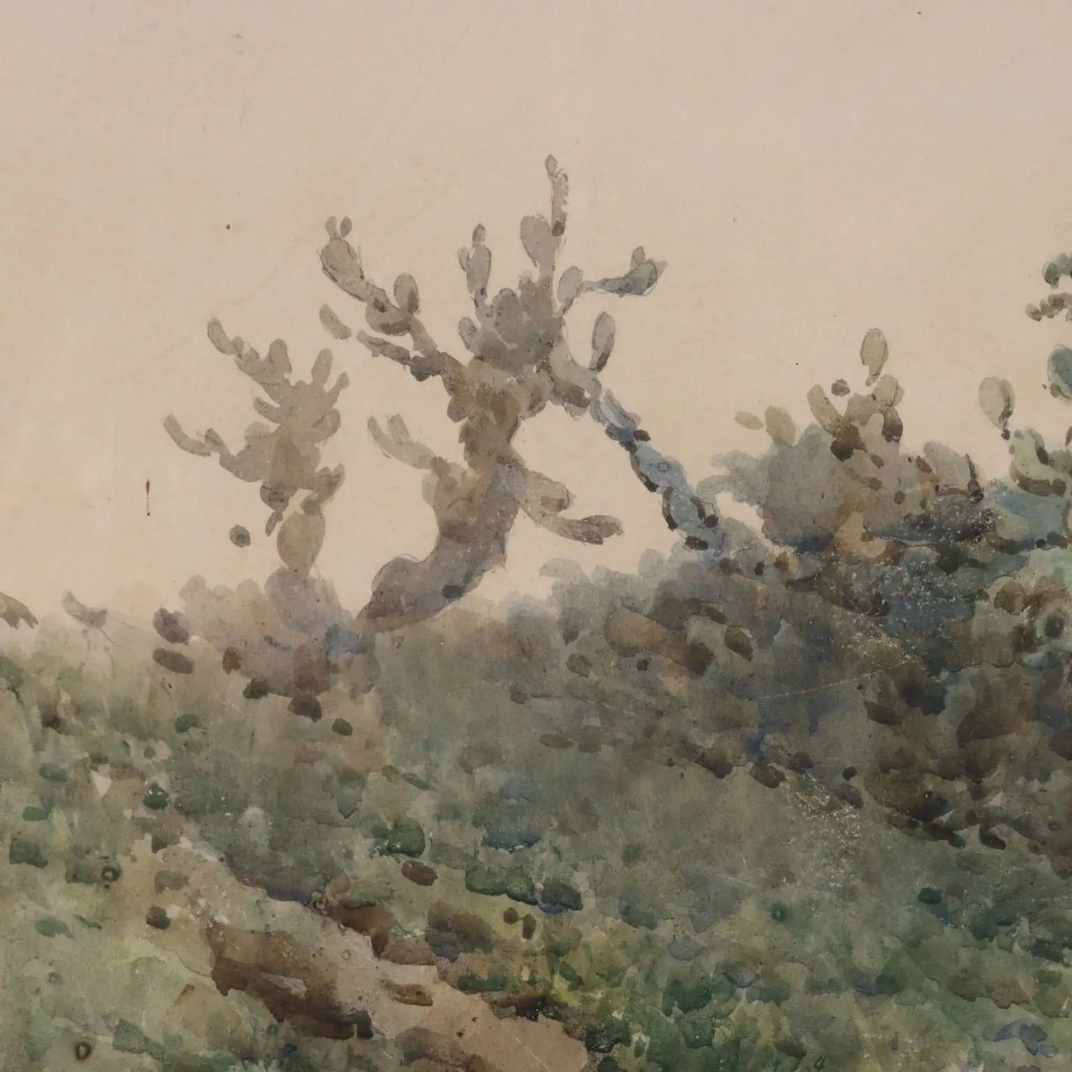 Antique Painting Signed Angelos Giallinas Watercolor on Paper '800 - View of Corfu with a Small Church and a Monk | Art | 19th Century