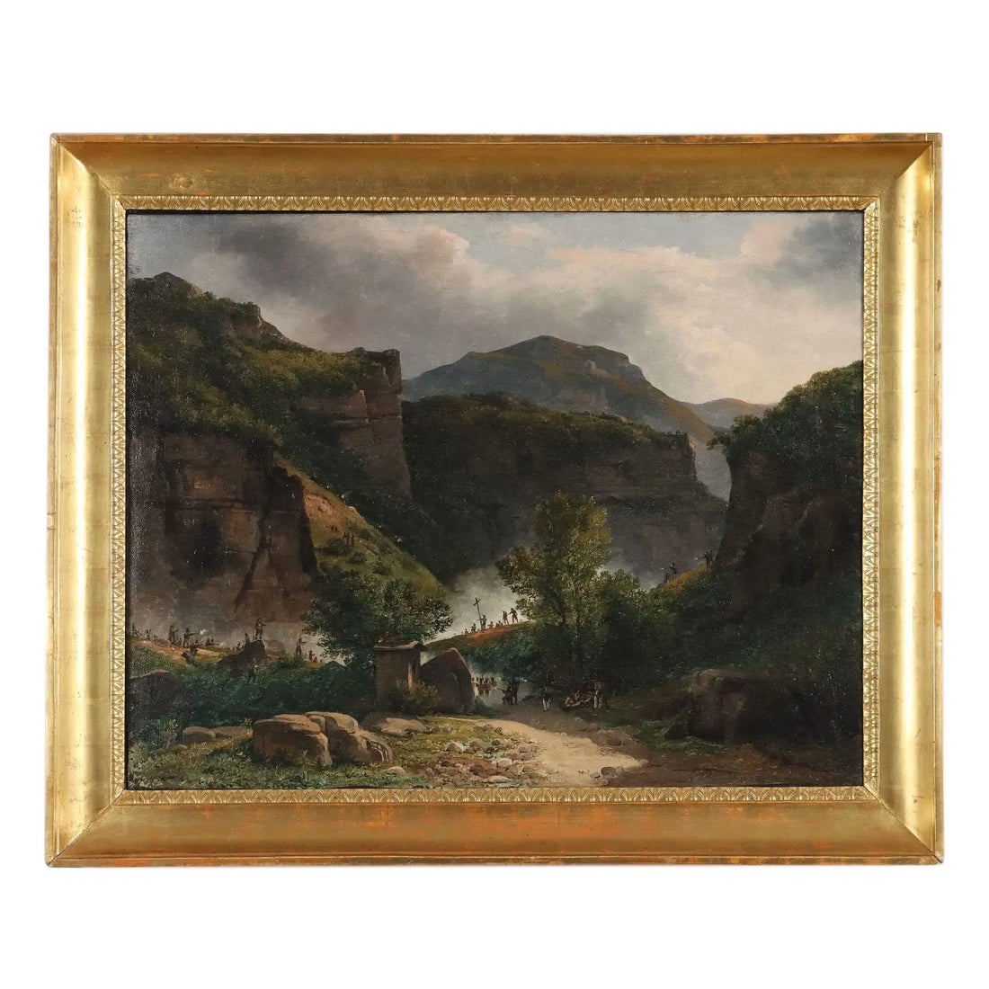 Antique Painting Signed G. Canella Historical Subject 1840 ca. - Clash between Military and Guerrillas in Spain | Art | 19th Century