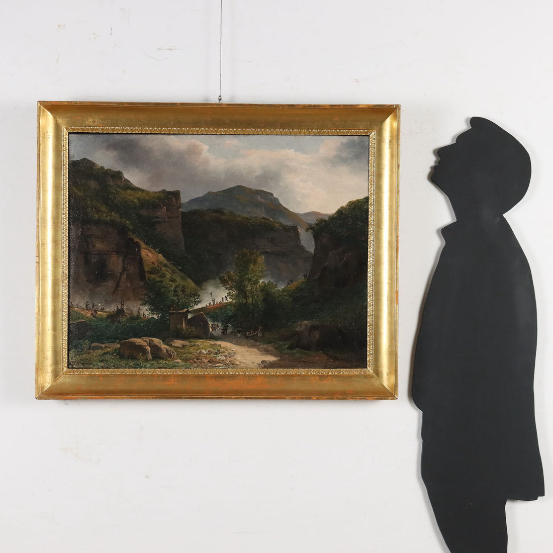 Antique Painting Signed G. Canella Historical Subject 1840 ca. - Clash between Military and Guerrillas in Spain | Art  19th Century