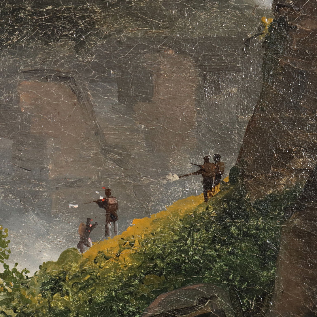 Antique Painting Signed G. Canella Historical Subject 1840 ca. - Clash between Military and Guerrillas in Spain | Art  19th Century