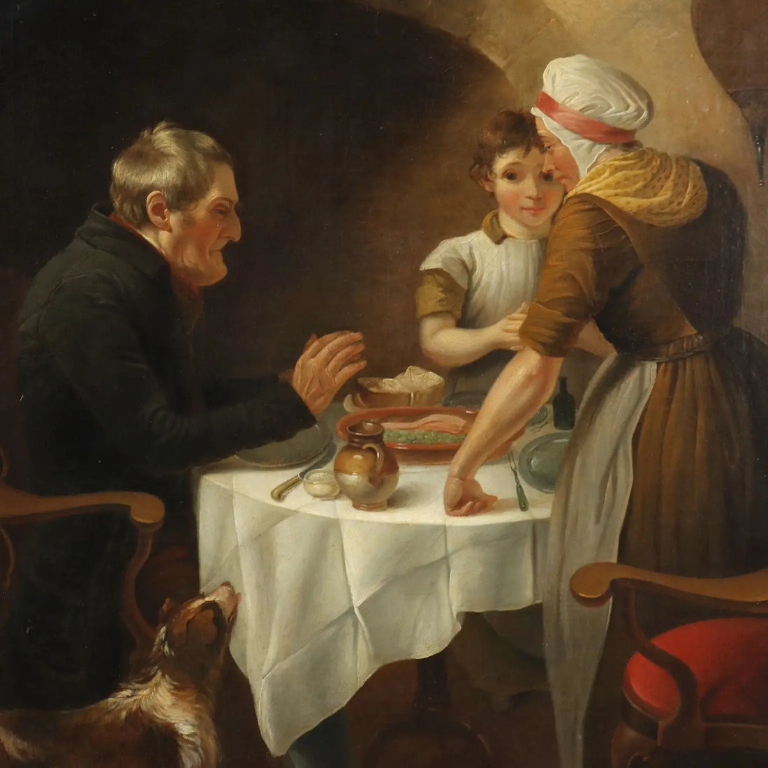 Antique Painting Signed Charles Christophe Coventry 1802 - Family Lunch 1802 | Art | 19th Century