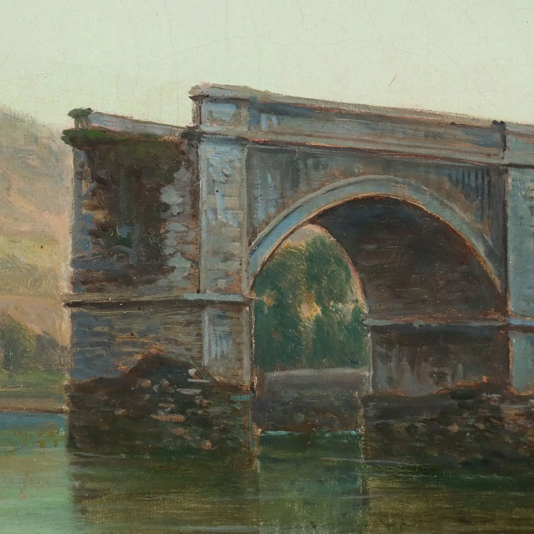 Antique Painting Signed Emilio Donnini Landscape with River '800 - Landscape with River and Figures | Art | 19th Century
