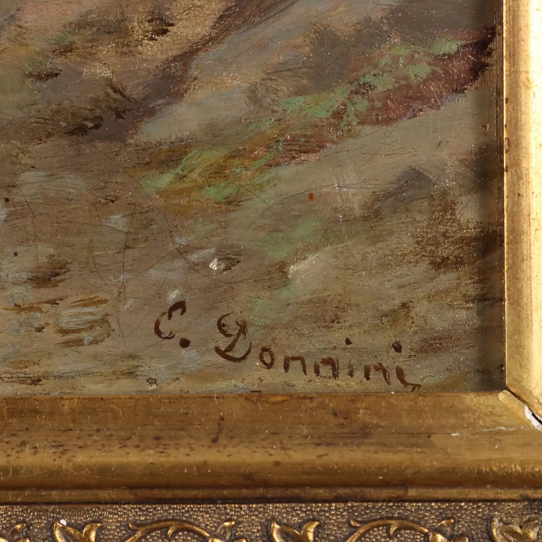 Antique Painting Signed Emilio Donnini Landscape with River '800 - Landscape with River and Figures | Art | 19th Century