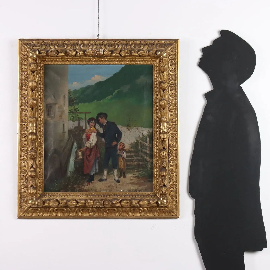Antique Painting Signed A. Brusomini Maccari XIX Century - Courtship Scene | Art | 19th Century