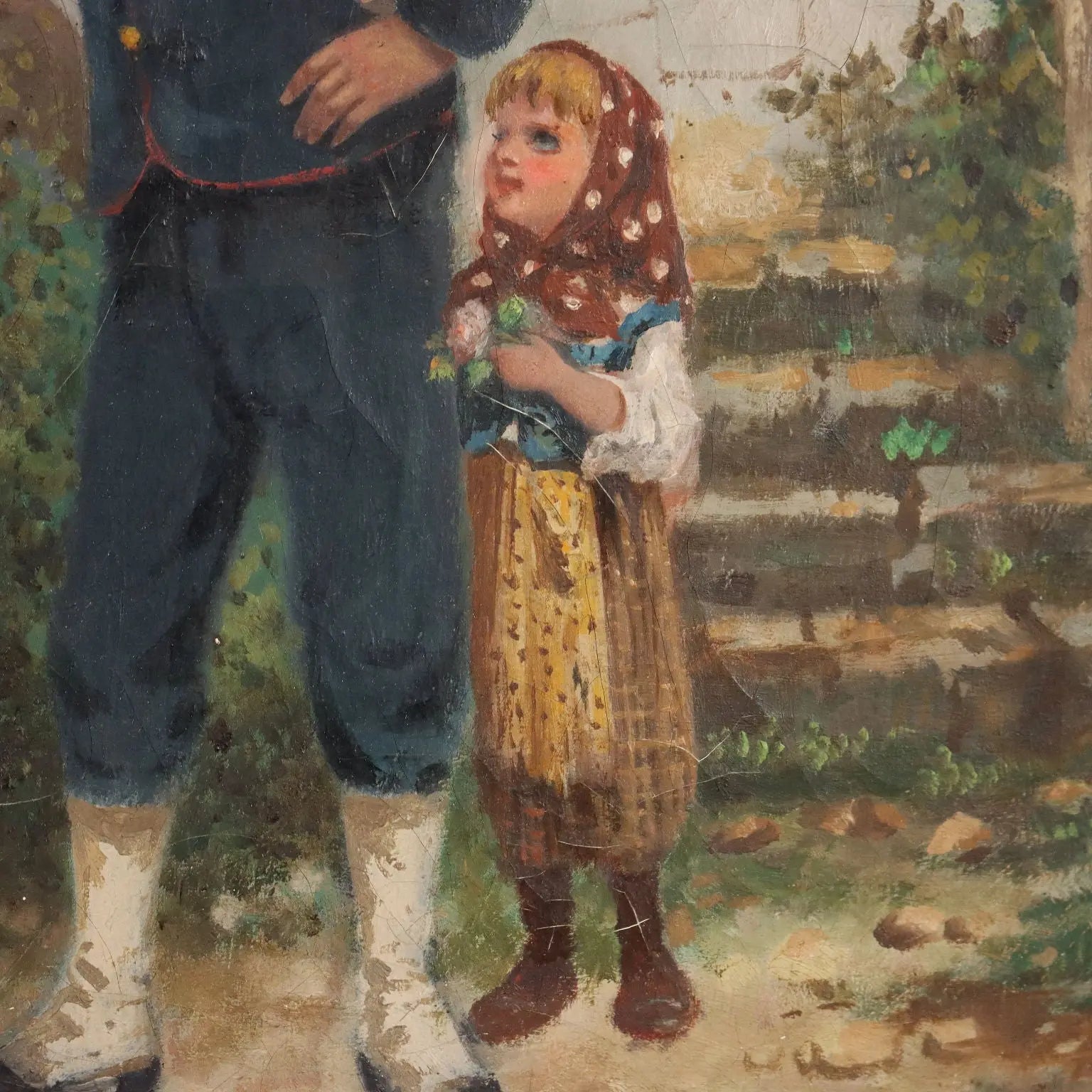 Antique Painting Signed A. Brusomini Maccari XIX Century - Courtship Scene | Art | 19th Century
