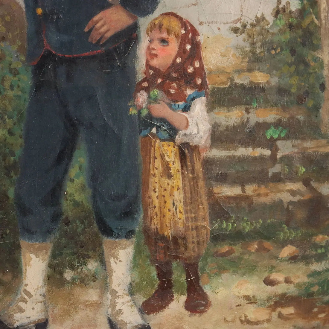 Antique Painting Signed A. Brusomini Maccari XIX Century - Courtship Scene | Art | 19th Century