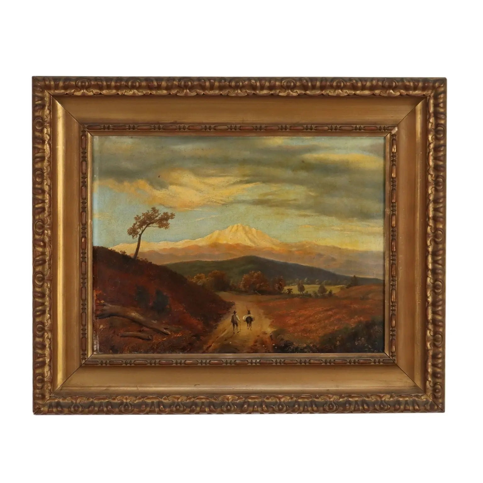 Countryside Glimpse with Figures Antique Painting Oil on Canvas '800 | Art | 19th Century