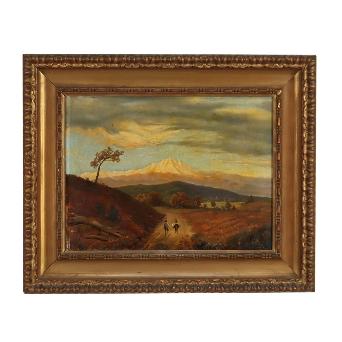 Countryside Glimpse with Figures Antique Painting Oil on Canvas '800 | Art | 19th Century