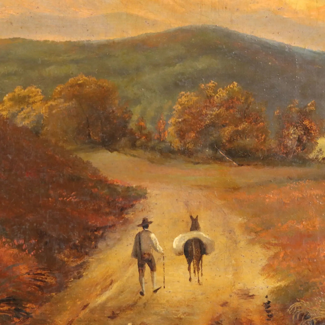 Countryside Glimpse with Figures Antique Painting Oil on Canvas '800 | Art | 19th Century