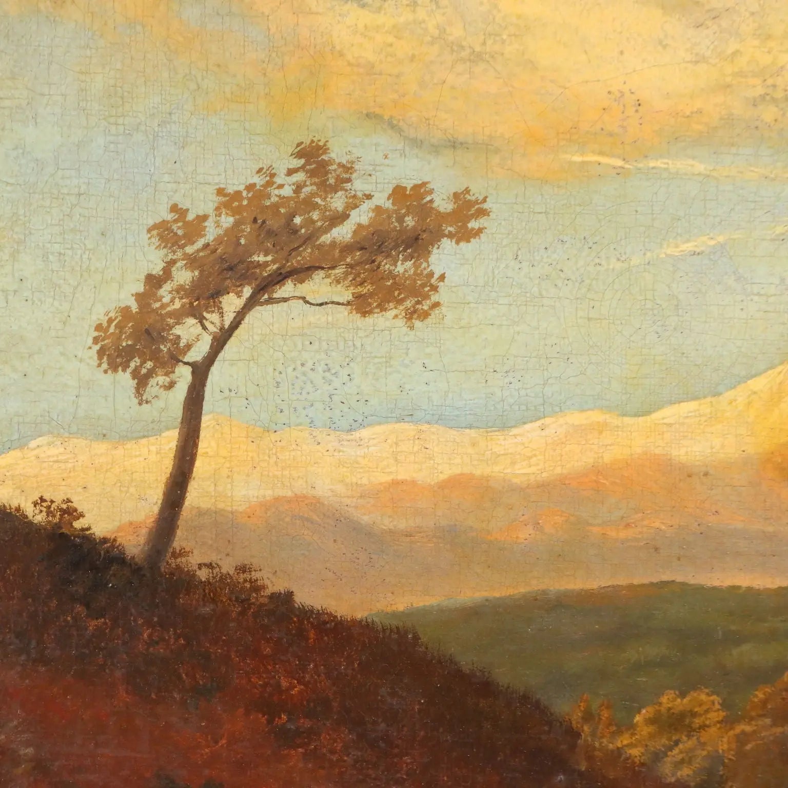 Countryside Glimpse with Figures Antique Painting Oil on Canvas '800 | Art | 19th Century