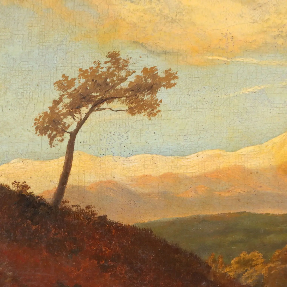 Countryside Glimpse with Figures Antique Painting Oil on Canvas '800 | Art | 19th Century