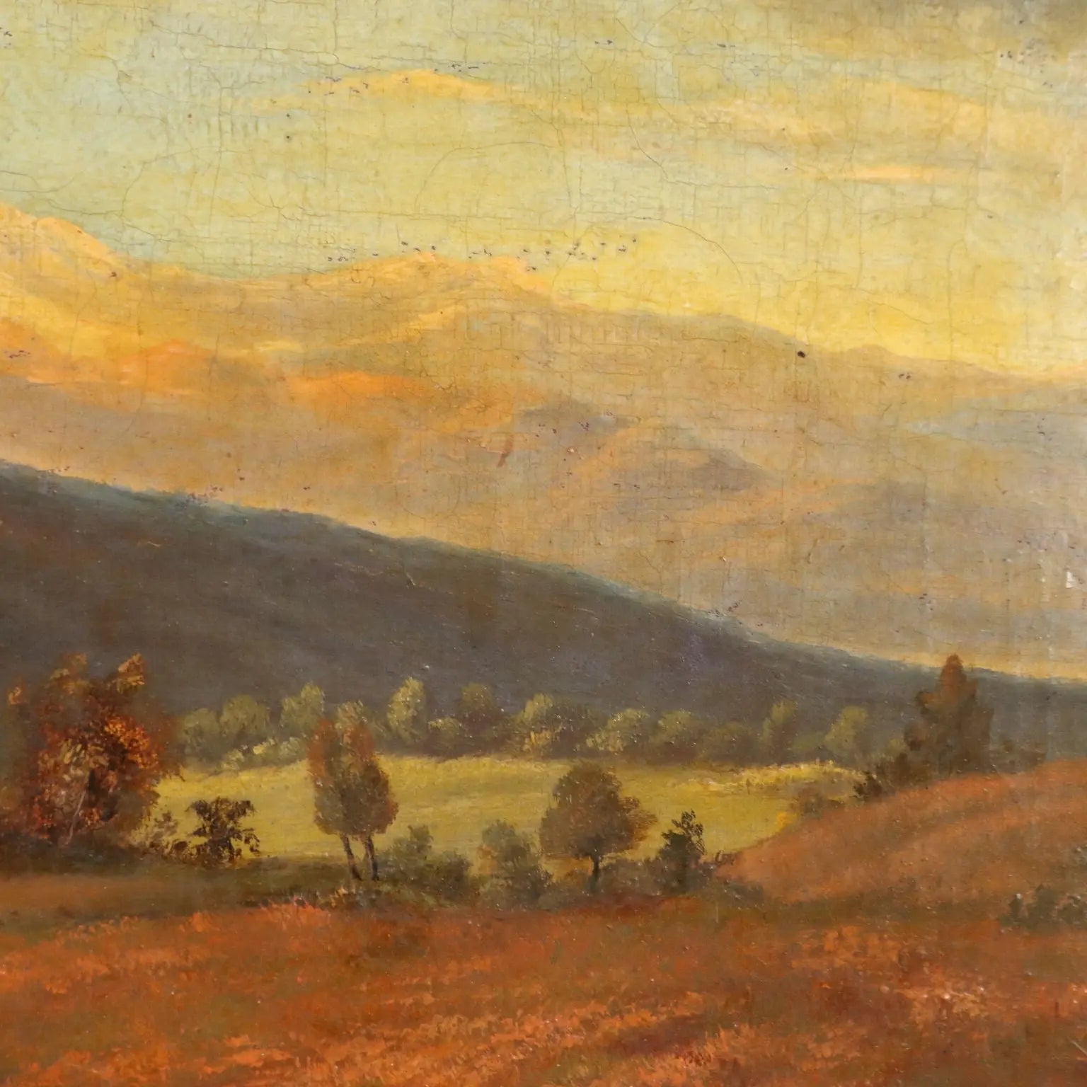 Countryside Glimpse with Figures Antique Painting Oil on Canvas '800 | Art | 19th Century