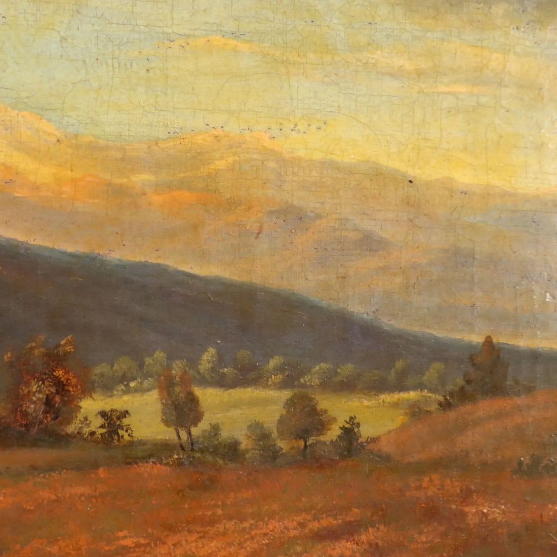 Countryside Glimpse with Figures Antique Painting Oil on Canvas '800 | Art | 19th Century