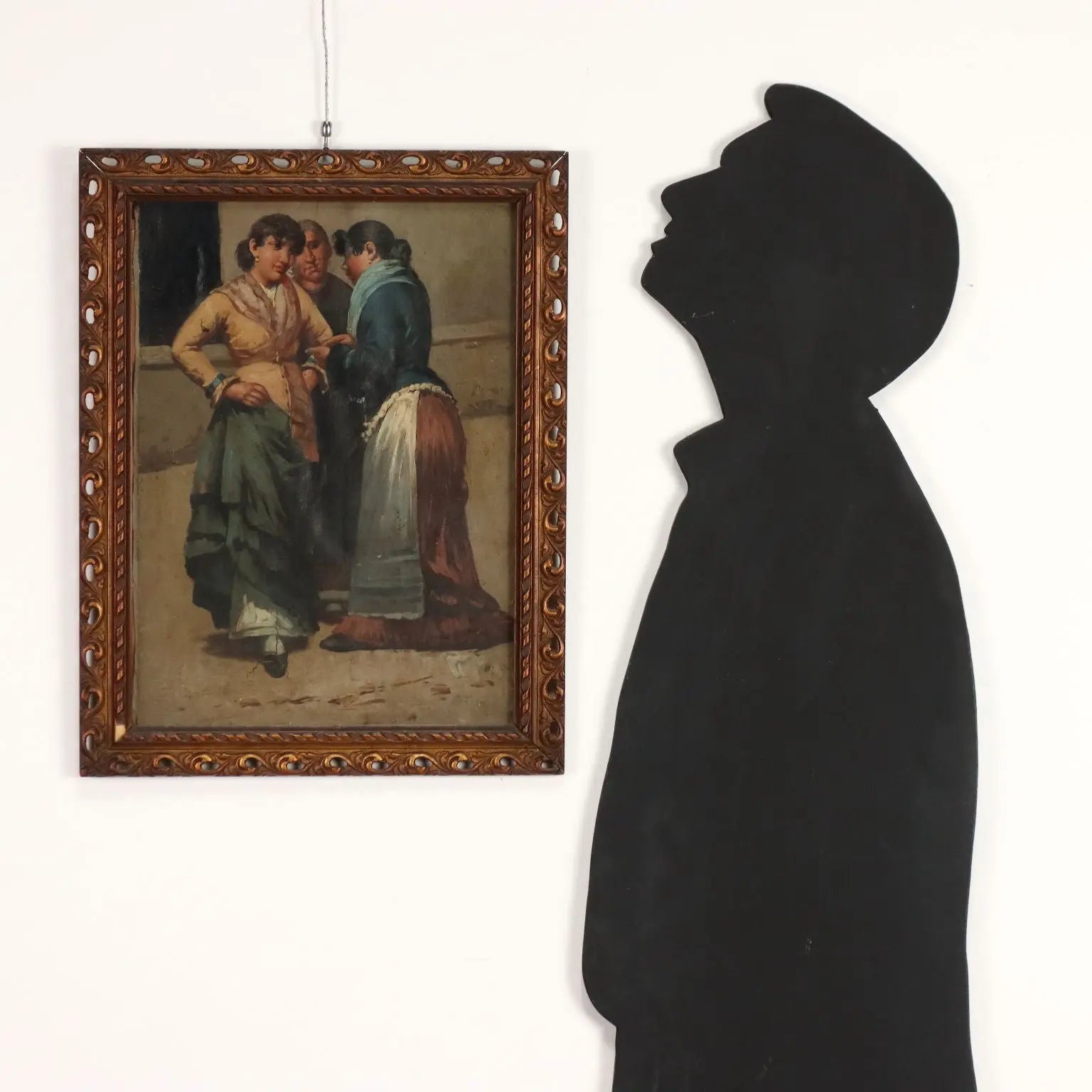 Portrait of 3 Commoners Antique Painting Oil on Canvas '800 | Art | 19th Century