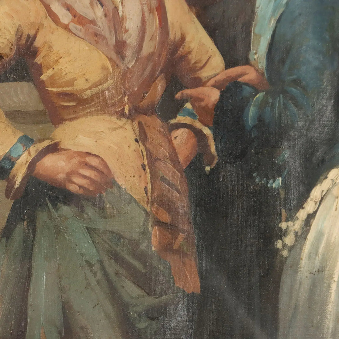 Portrait of 3 Commoners Antique Painting Oil on Canvas '800 | Art | 19th Century