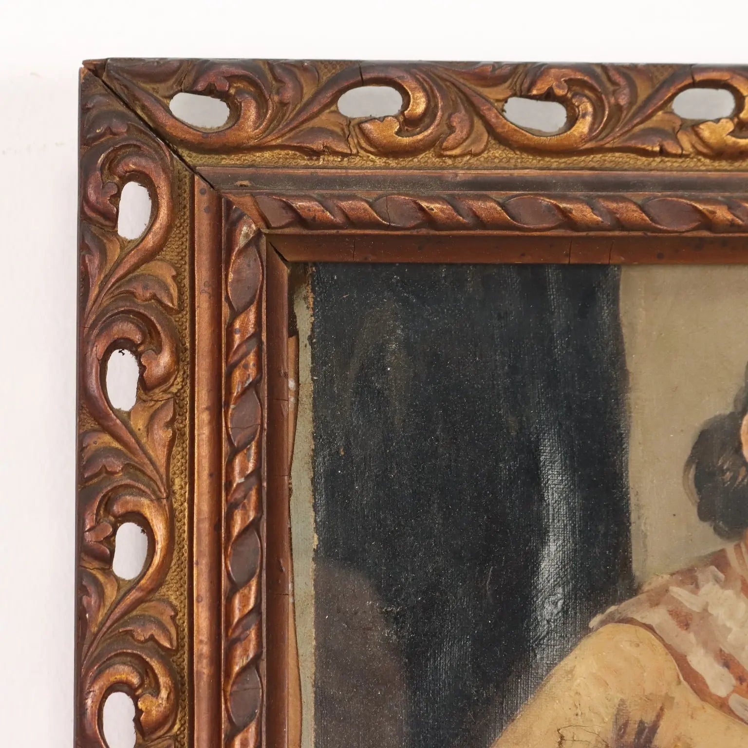 Portrait of 3 Commoners Antique Painting Oil on Canvas '800 | Art | 19th Century