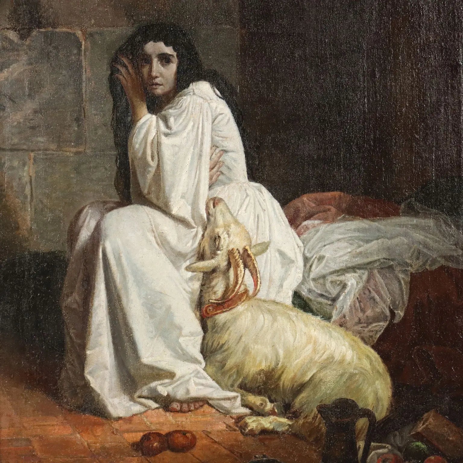 Esmeralda in the Tower of Notre-Dame Antique Painting XIX Century | Art | 19th Century