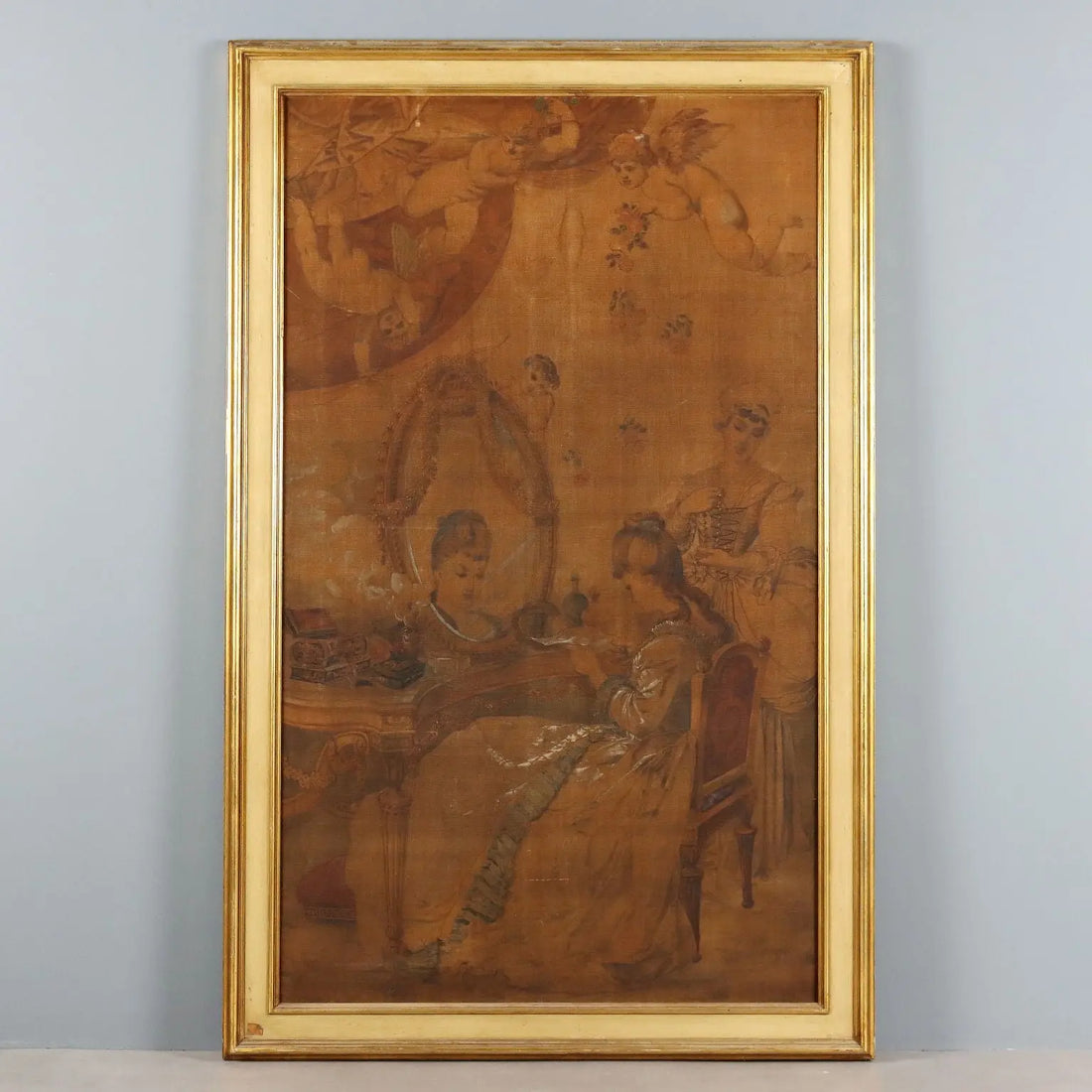 Antique Tapestry on Canvas Reading the Letter XIX Century - Reading the Letter | Art | 19th Century