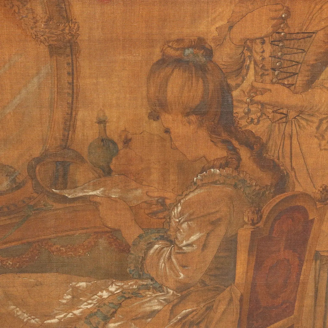 Antique Tapestry on Canvas Reading the Letter XIX Century - Reading the Letter | Art | 19th Century