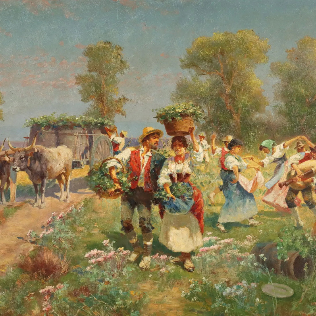 Countryside Glimpse Painting Signed Pietro Barucci XIX Century - Country Scene with Figures | Art | 19th Century