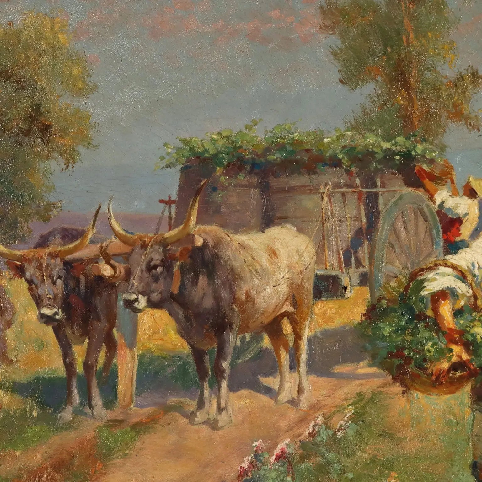 Countryside Glimpse Painting Signed Pietro Barucci XIX Century - Country Scene with Figures | Art | 19th Century