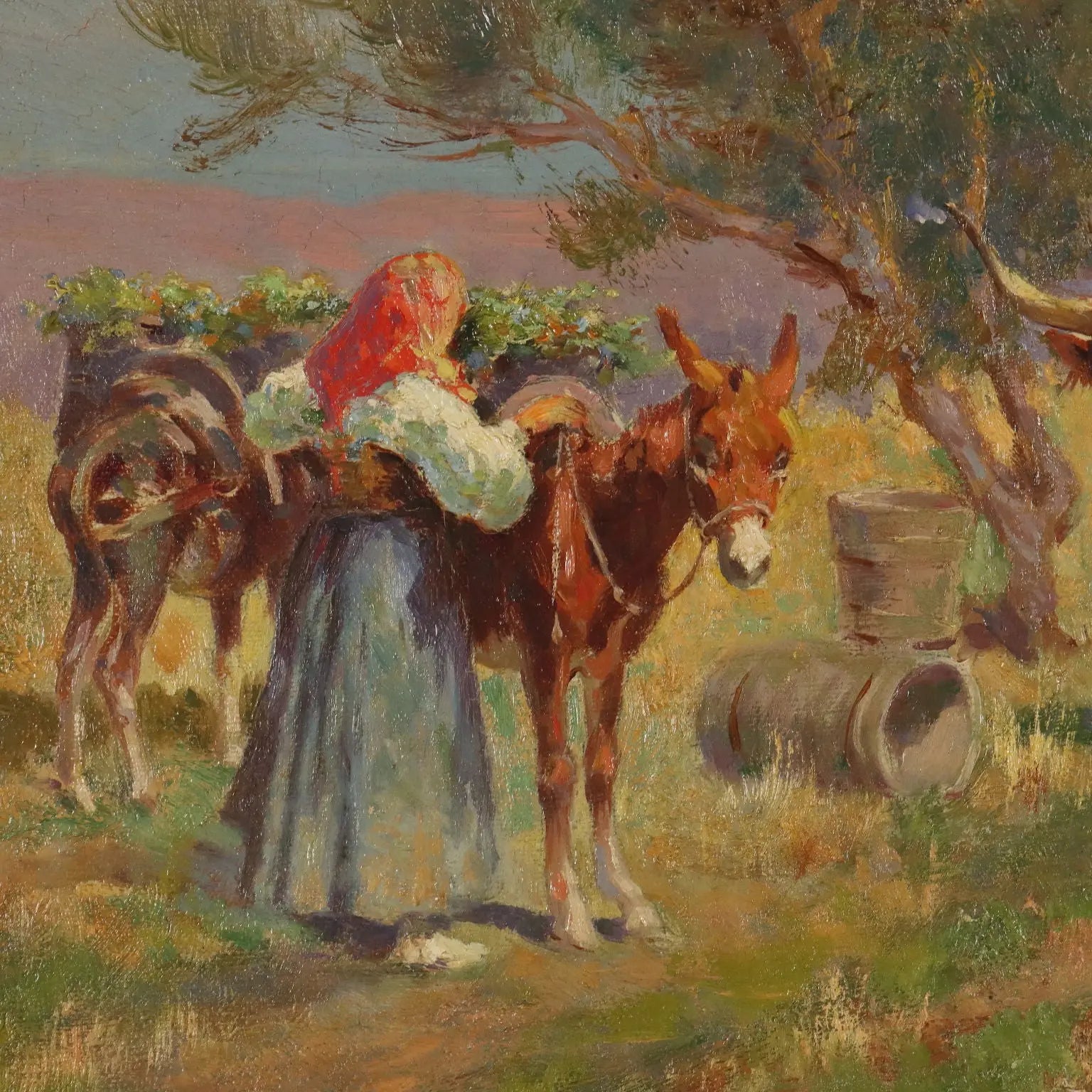 Countryside Glimpse Painting Signed Pietro Barucci XIX Century - Country Scene with Figures | Art | 19th Century