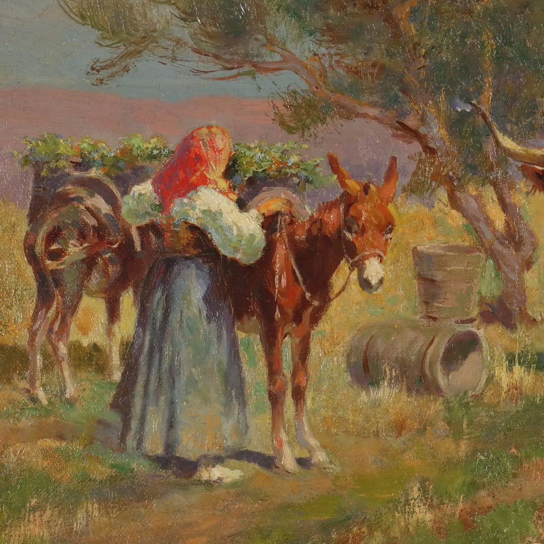 Countryside Glimpse Painting Signed Pietro Barucci XIX Century - Country Scene with Figures | Art | 19th Century