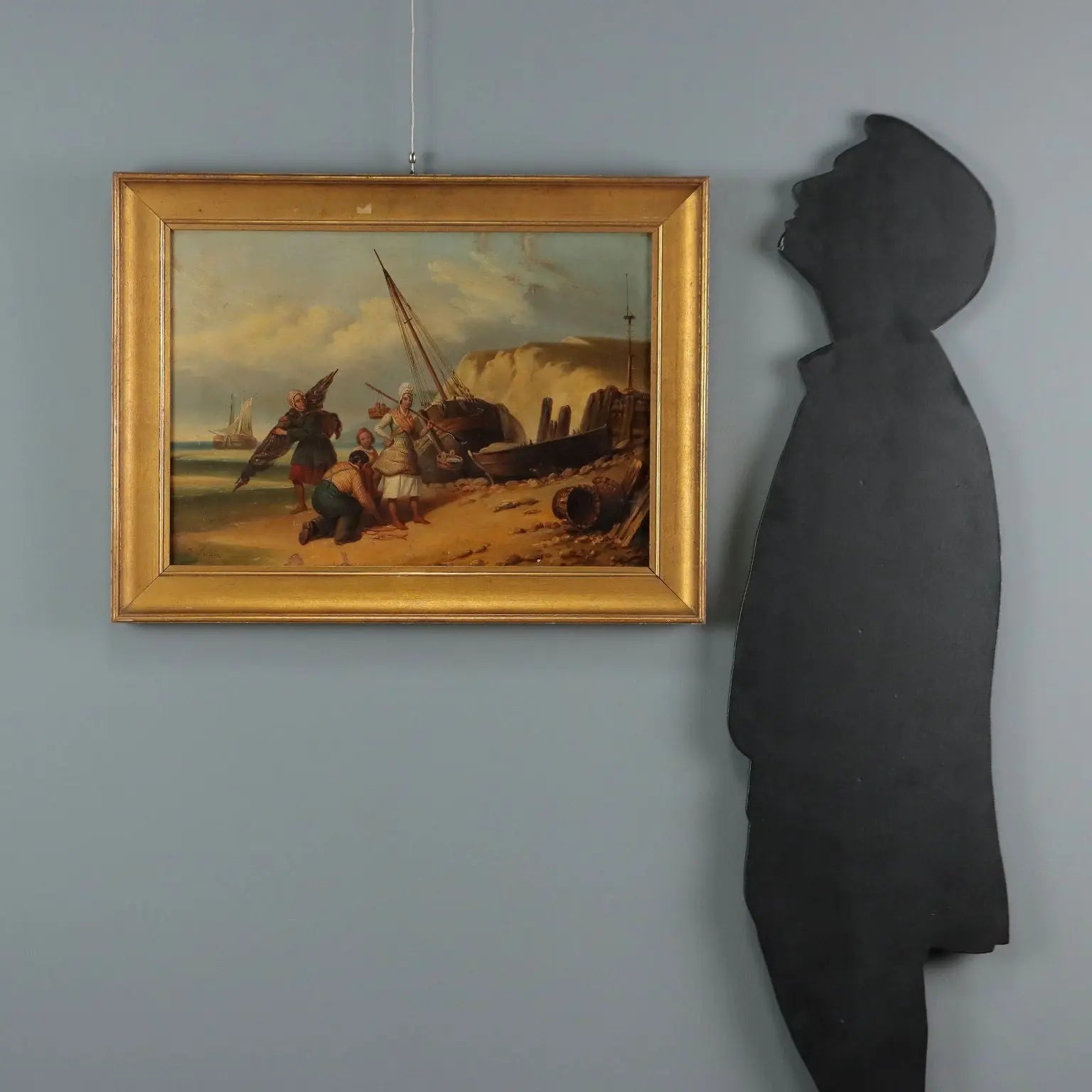 The Sale of Fresh Fish Antique Painting Oil on Canvas XIX Century | Art | 19th Century