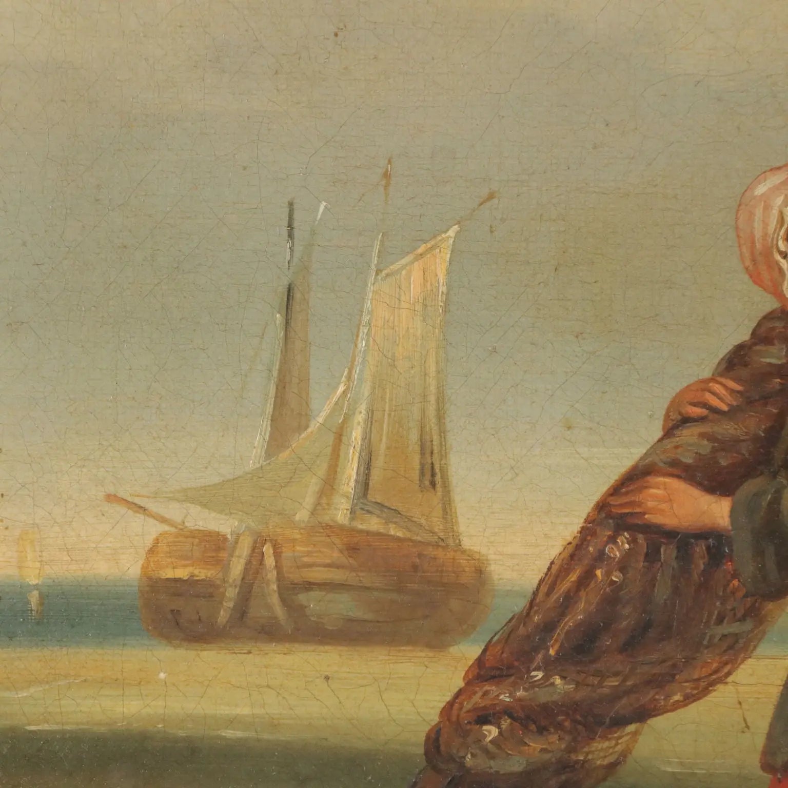 The Sale of Fresh Fish Antique Painting Oil on Canvas XIX Century | Art | 19th Century