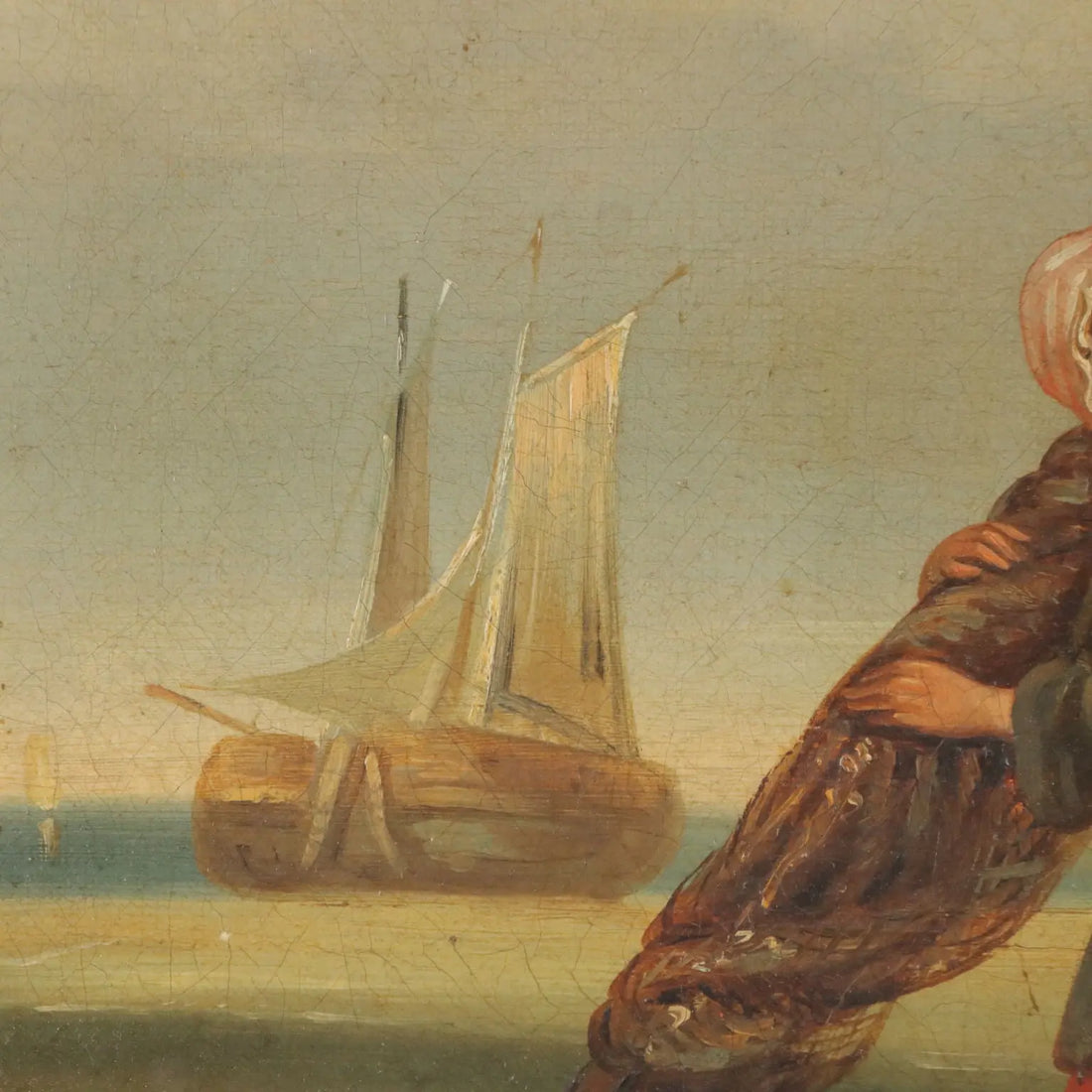 The Sale of Fresh Fish Antique Painting Oil on Canvas XIX Century | Art | 19th Century