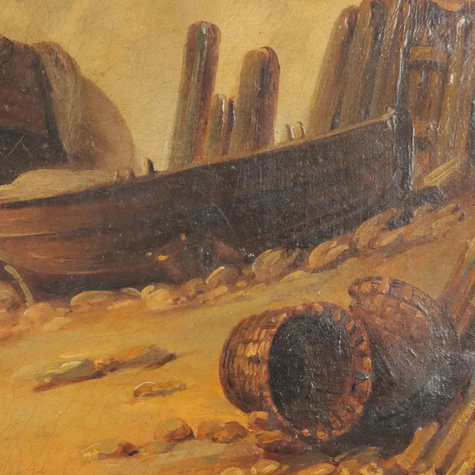 The Sale of Fresh Fish Antique Painting Oil on Canvas XIX Century | Art | 19th Century