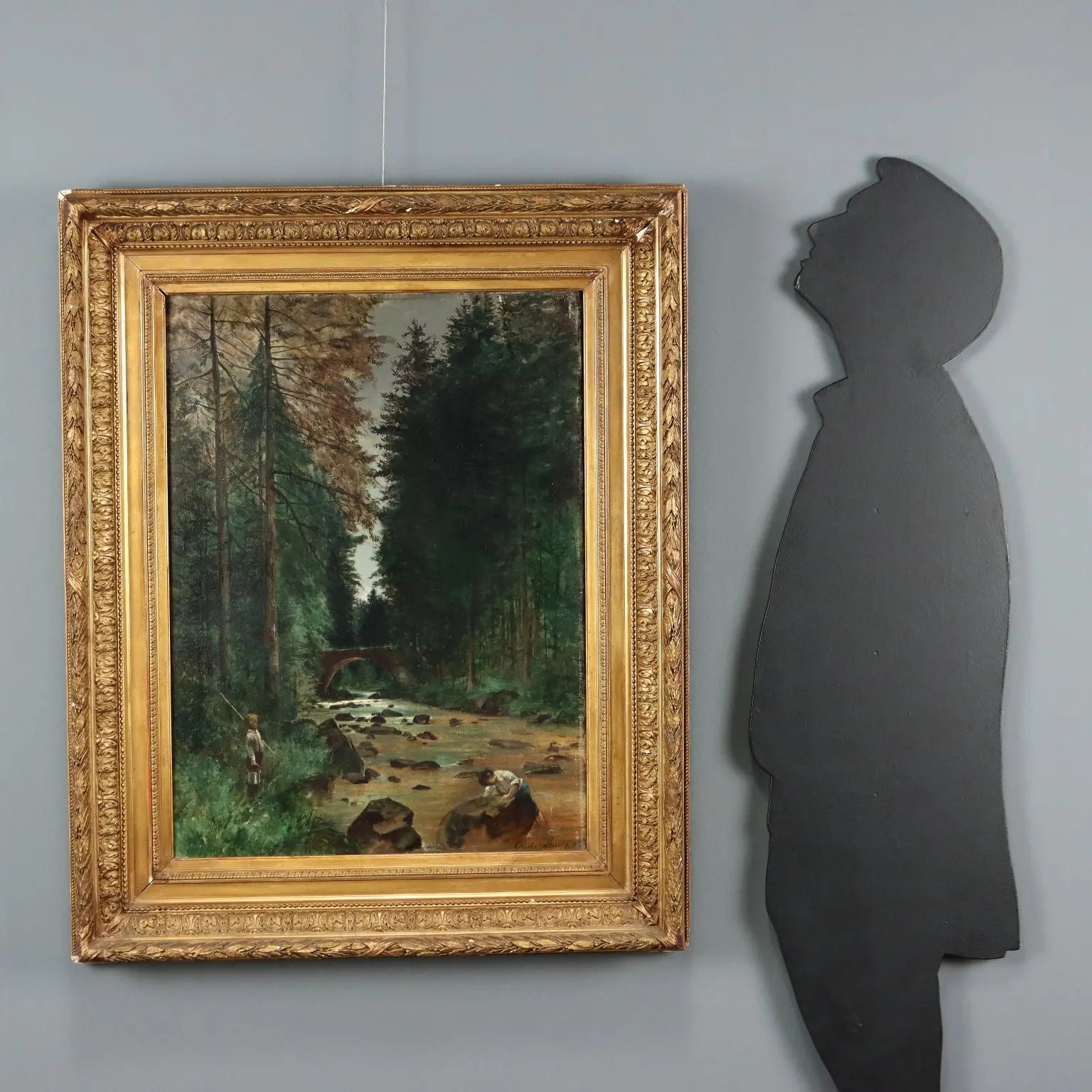 Antique Painting Wooden Landscape Signed Tristan Lacroix 1883 - Wood Landscape with Figures, 1883 | Art | 19th Century