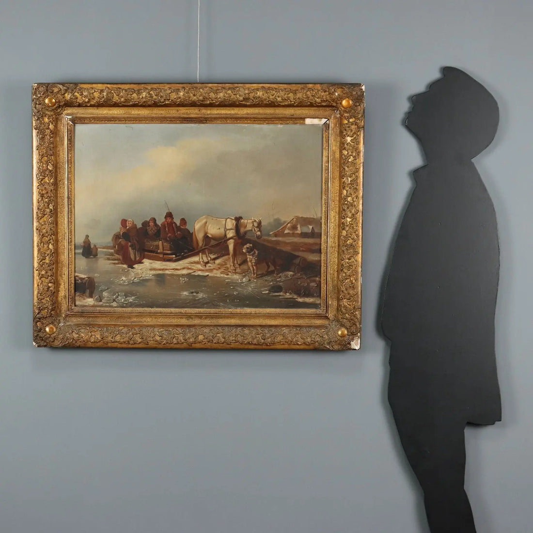 Antique Painting Winter Scene Oil on Canvas Northern Europe 800s | Art | 19th Century