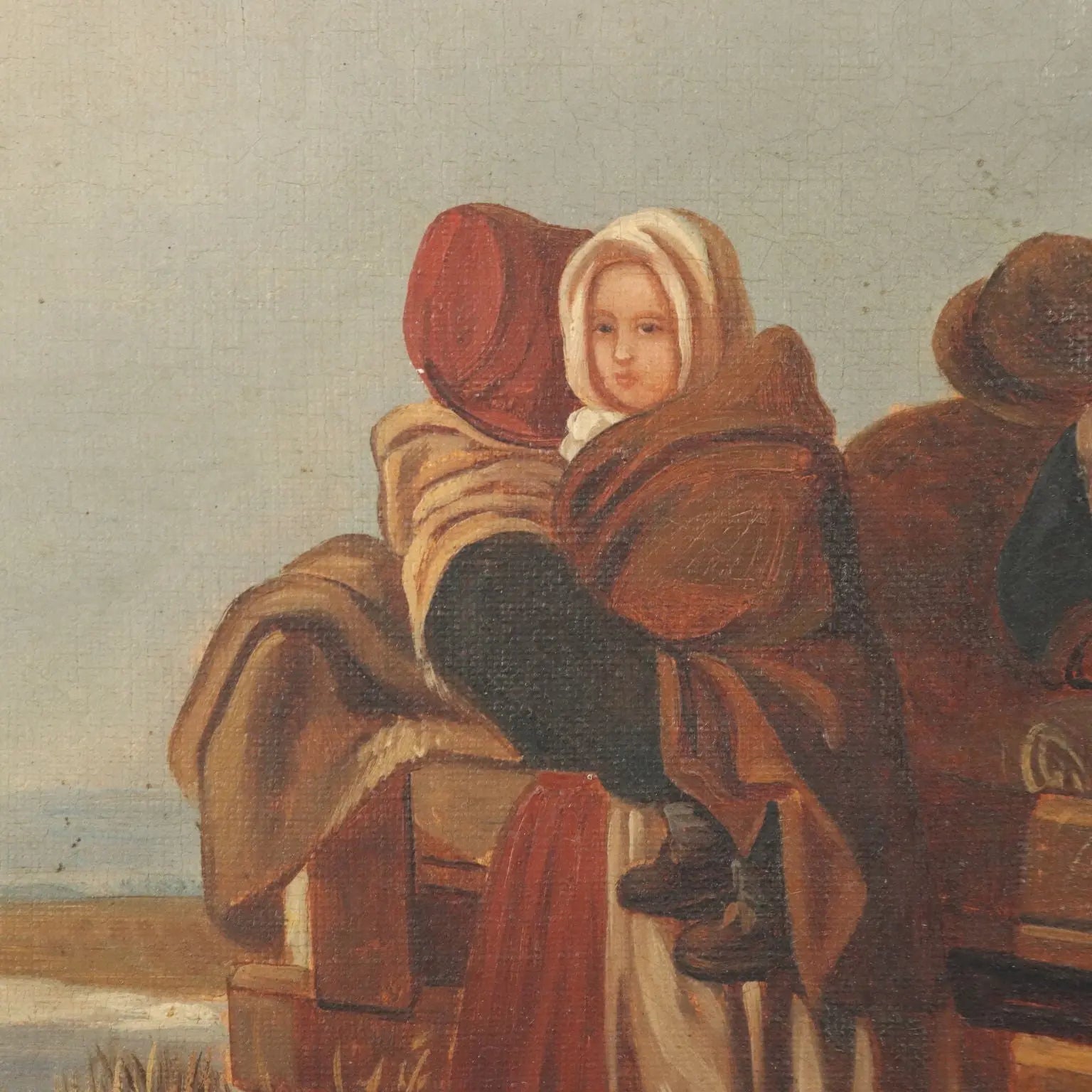 Antique Painting Winter Scene Oil on Canvas Northern Europe 800s | Art | 19th Century