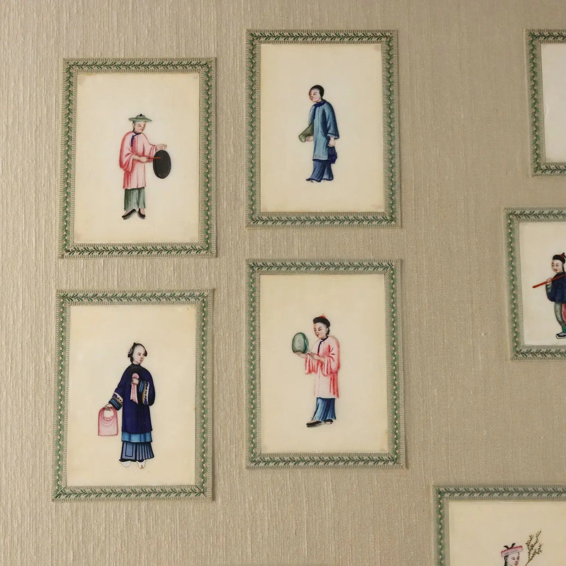 Antique Chinese Figures Tempera on Pith-Paper Qing Era China | Art | 19th Century