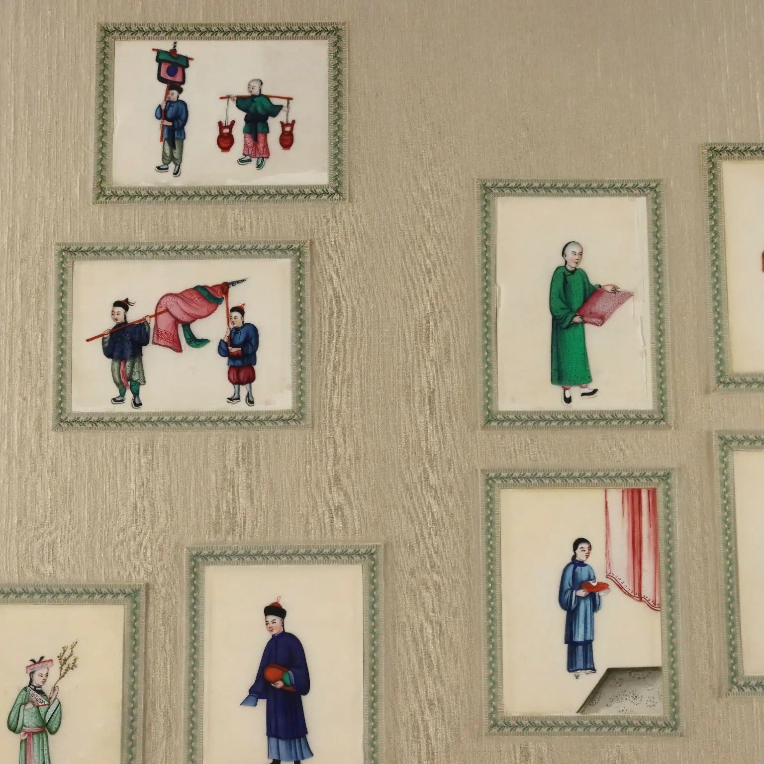Antique Chinese Figures Tempera on Pith-Paper Qing Era China | Art | 19th Century