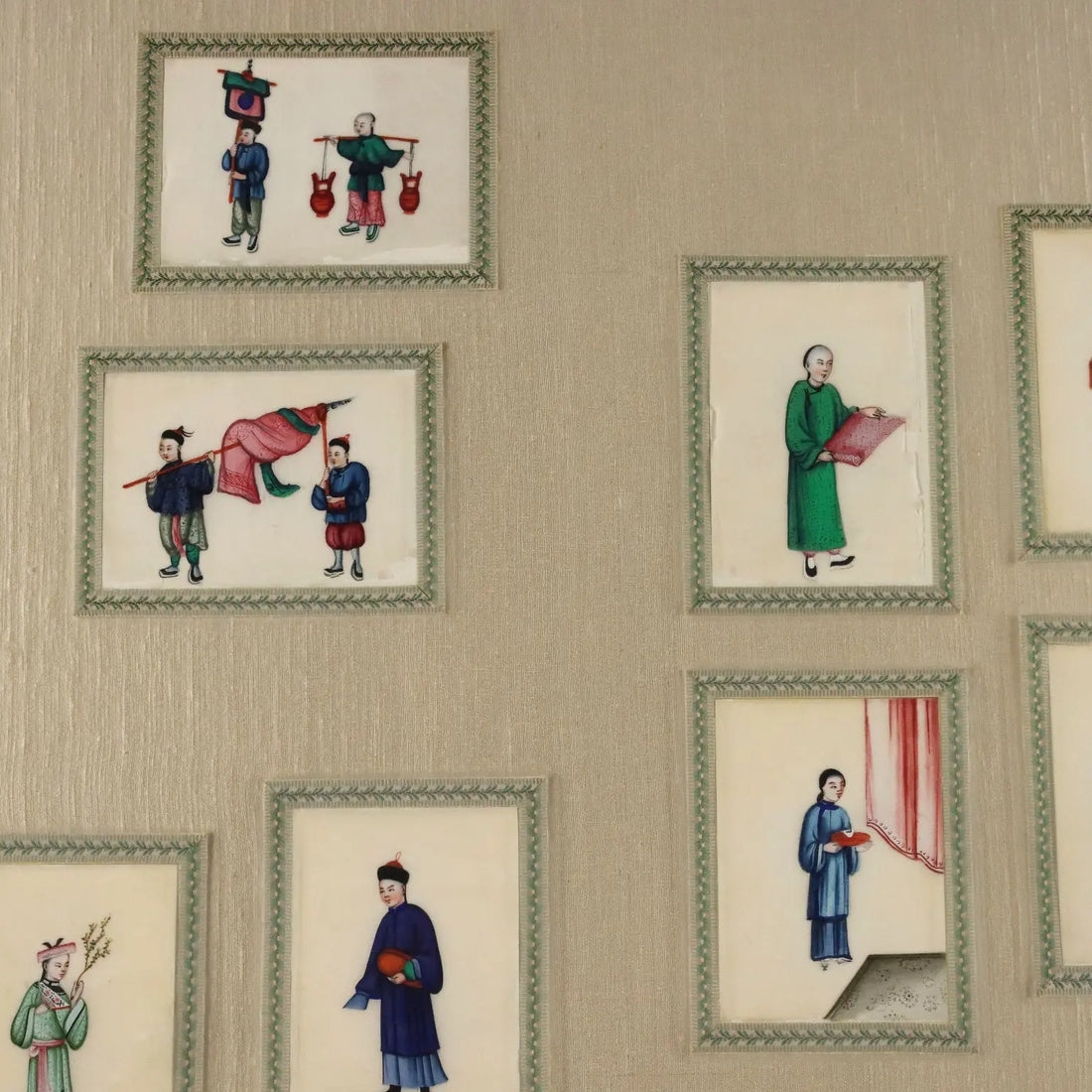 Antique Chinese Figures Tempera on Pith-Paper Qing Era China | Art | 19th Century