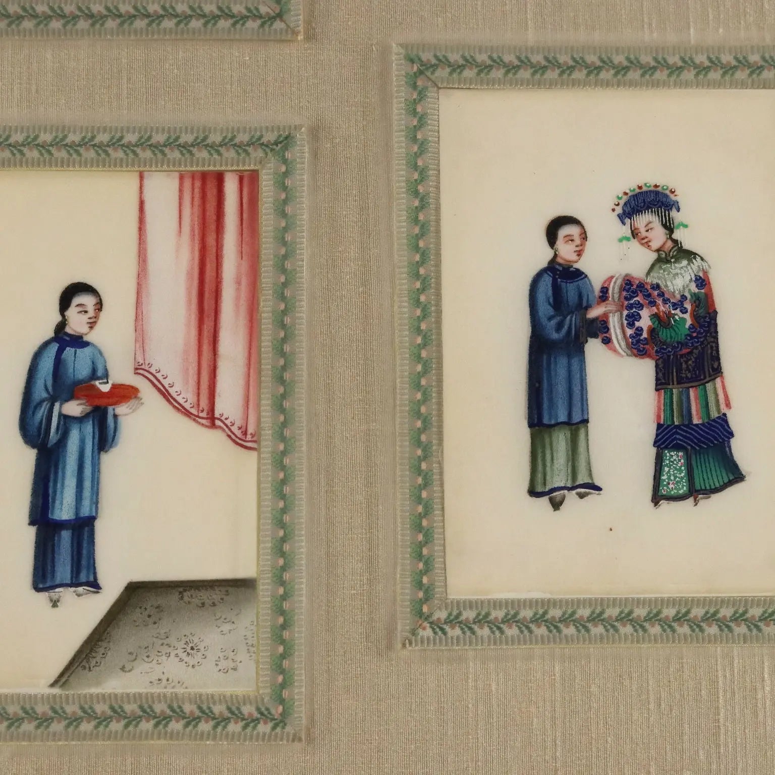 Antique Chinese Figures Tempera on Pith-Paper Qing Era China | Art | 19th Century