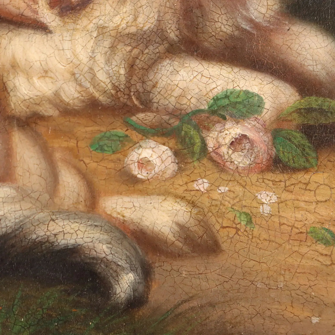 Antique Painting Little Girl with Dog Oil on Canvas XIX Century | Art | 19th Century