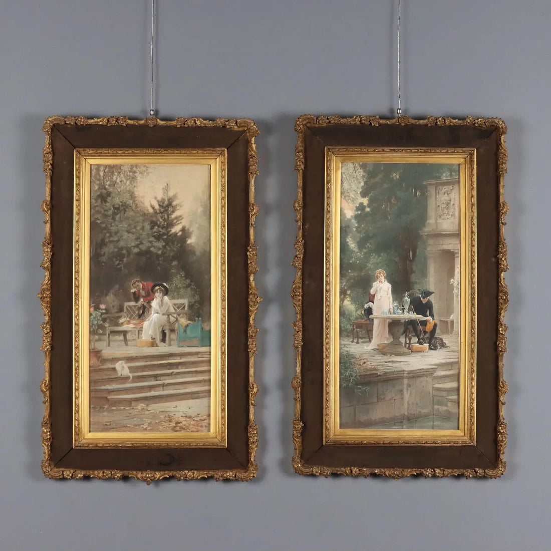 Antique Coloured Litographs Signed Marcus Stone XIX Century | Art | 19th Century