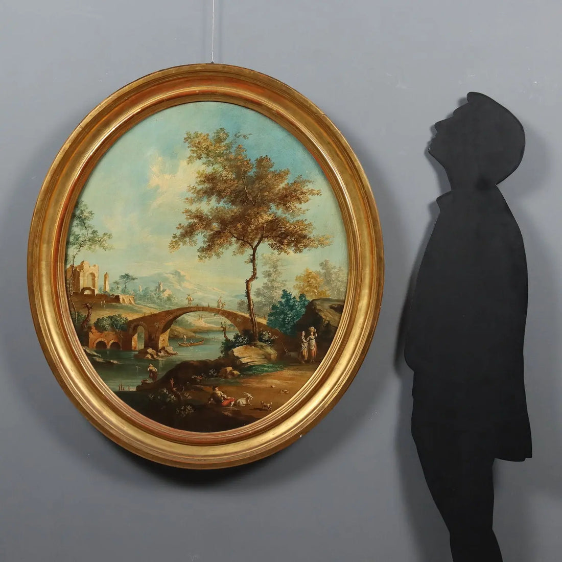 Antique Painting Landscape with River Oil on Hardboard XVIII Century | Art | 19th Century