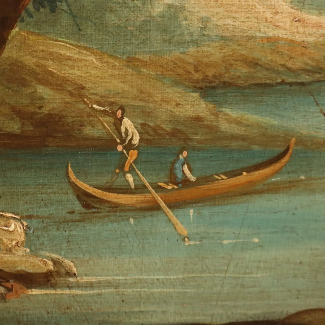 Antique Painting Landscape with River Oil on Hardboard XVIII Century | Art | 19th Century