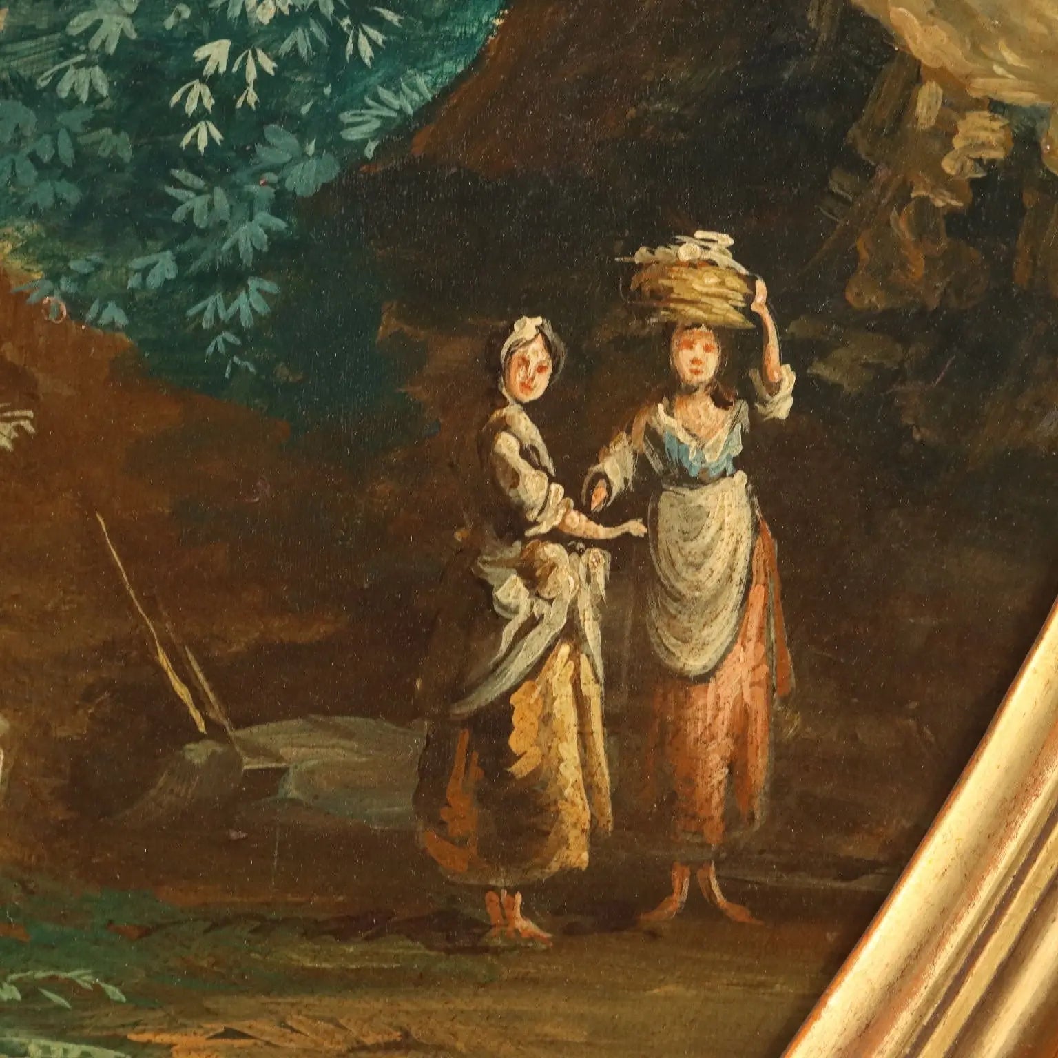 Antique Painting Landscape with River Oil on Hardboard XVIII Century | Art | 19th Century