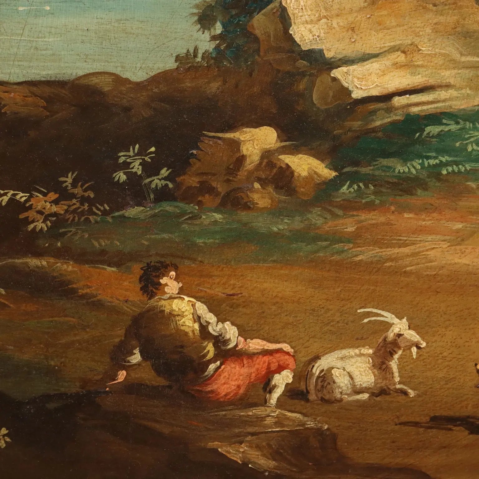 Antique Painting Landscape with River Oil on Hardboard XVIII Century | Art | 19th Century