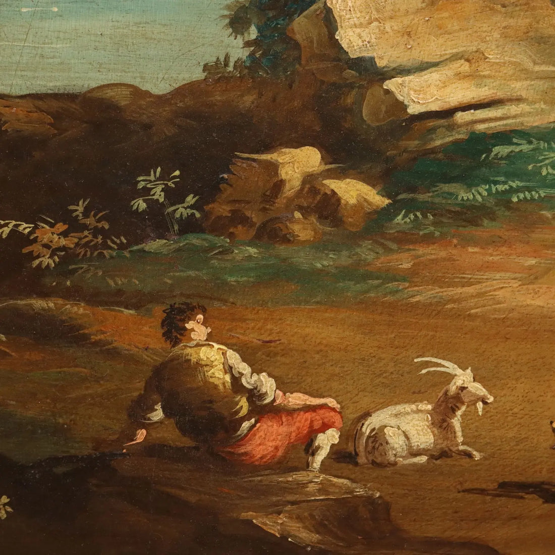Antique Painting Landscape with River Oil on Hardboard XVIII Century | Art | 19th Century