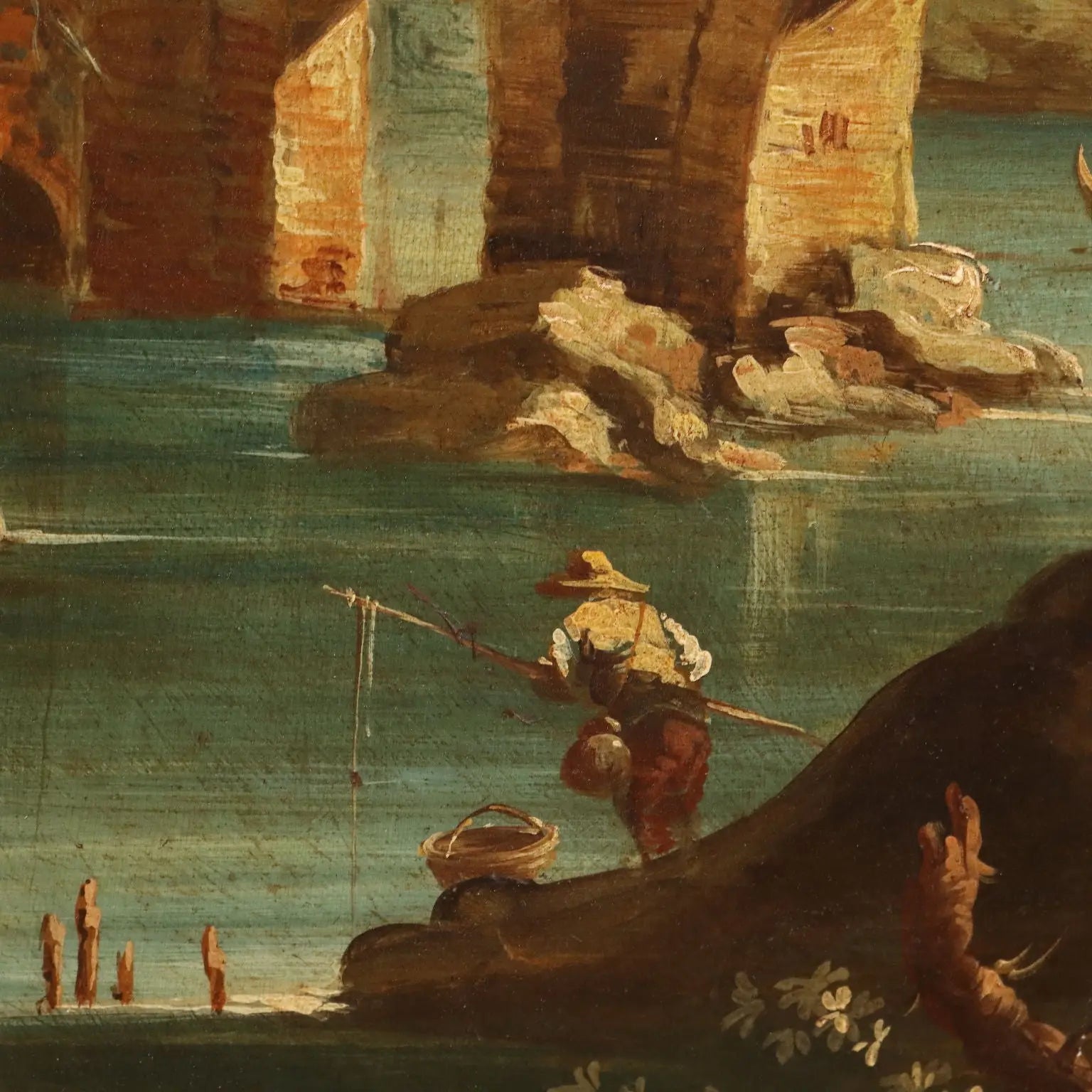 Antique Painting Landscape with River Oil on Hardboard XVIII Century | Art | 19th Century