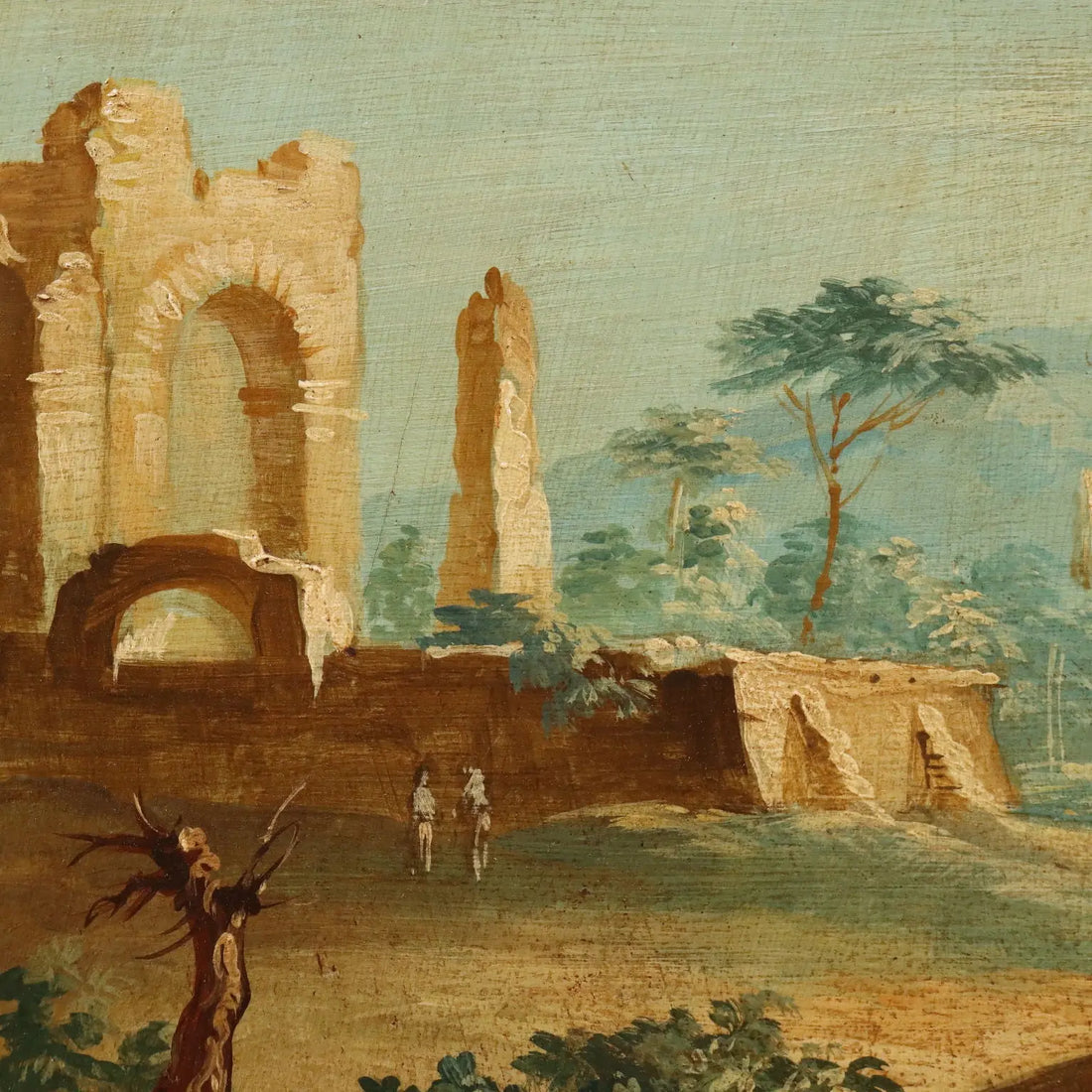 Antique Painting Landscape with River Oil on Hardboard XVIII Century | Art | 19th Century