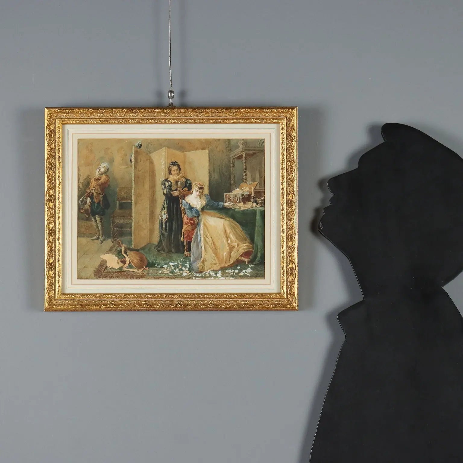 Antique Painting Signed Pietro Michis Interior Scene XIX Century - Interior Scene with Figures | Art | 19th Century
