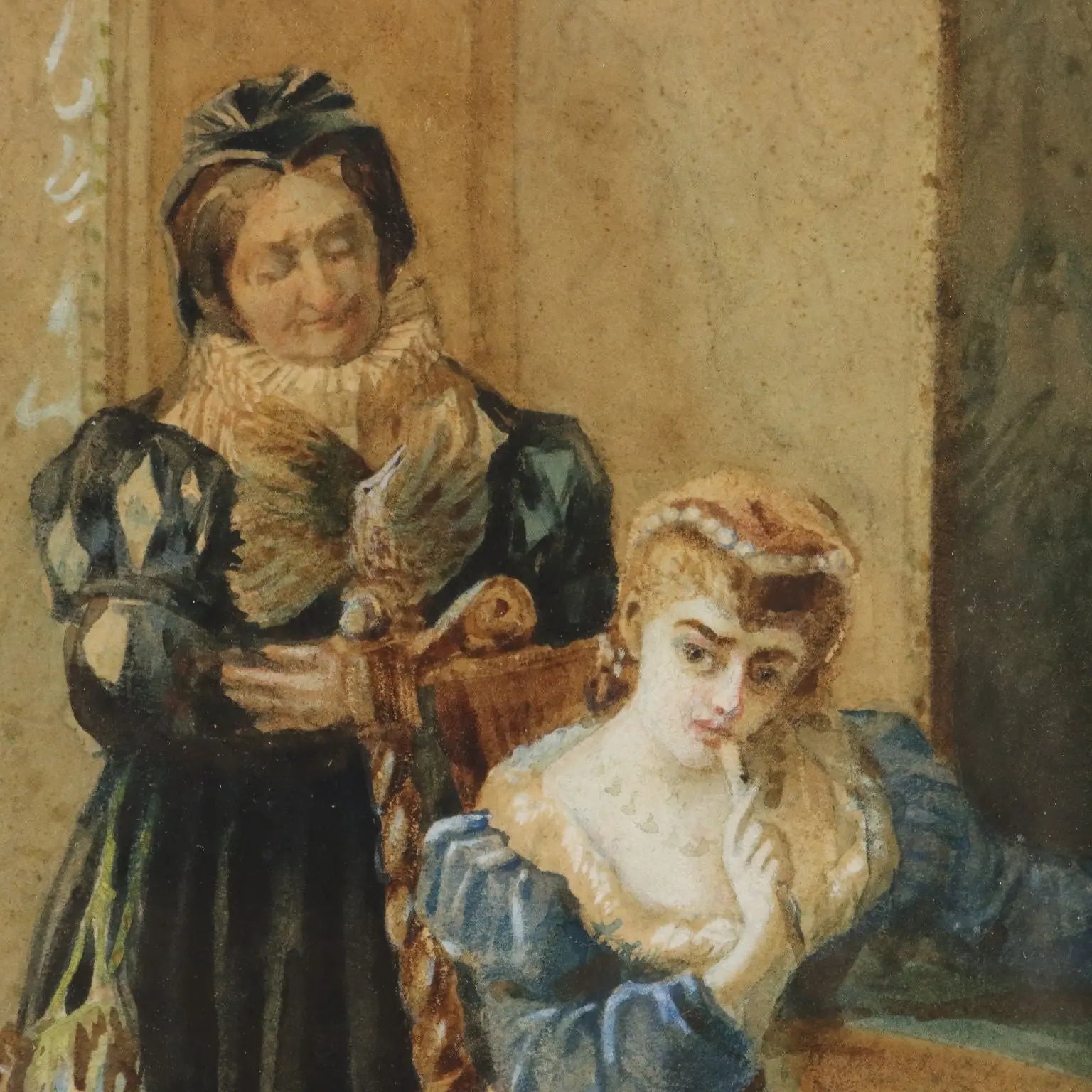 Antique Painting Signed Pietro Michis Interior Scene XIX Century - Interior Scene with Figures | Art | 19th Century