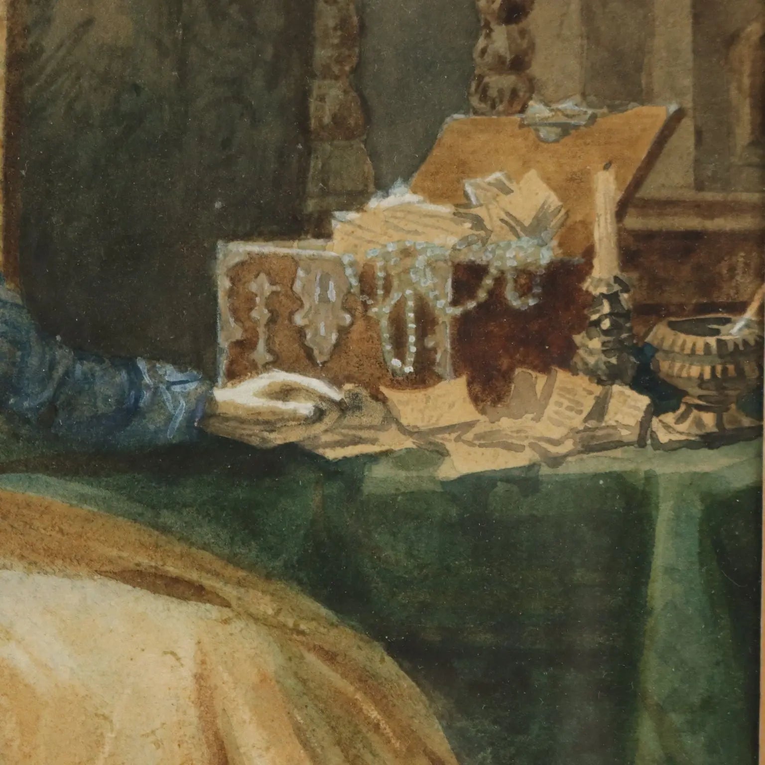 Antique Painting Signed Pietro Michis Interior Scene XIX Century - Interior Scene with Figures | Art | 19th Century